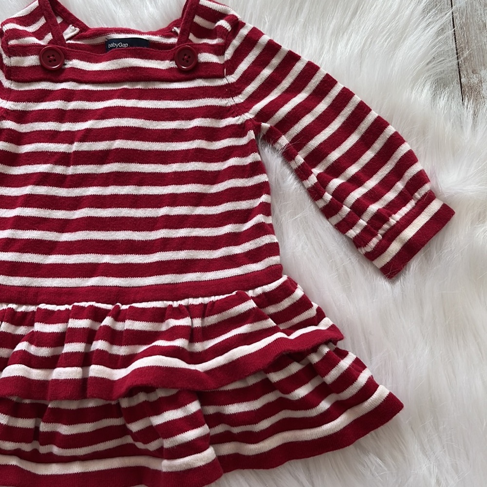 baby GAP red and white riffle sweater 3-6 months 12mos cute details red buttons - Picture 3 of 7